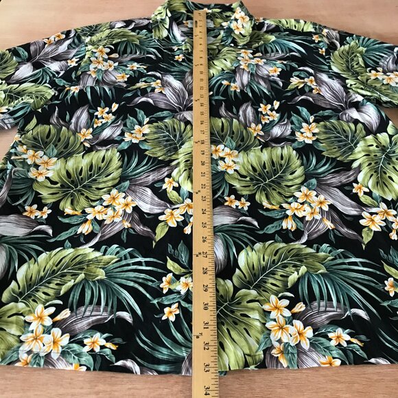 Bishop Street Hawaiian Shirt Men 4XL Green Floral Button Up Pocket Short Sleeve - Picture 5 of 11